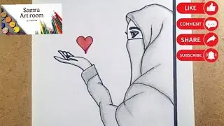 Muslim girl drawing | hijab girl drawing | easy drawing