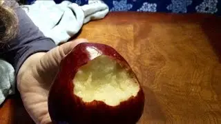 Biting into a Red Delicious Apple, Tapping, ASMR Whispers, Nice Eating Sounds, Nutritional Info