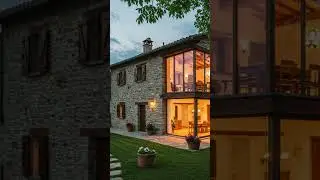 Stunning Stone House with Glass WALL #youtubeshorts #stonehouse
