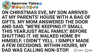 On Christmas Eve, my son arrived at my parents' house with a bag of gifts. My mom answered...