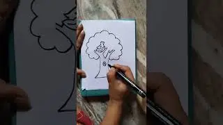How to draw a bird nest with tree#youtubeshorts #drawing #shortvideo