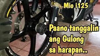 PAANO TANGGALIN ANG GULONG SA HARAP NG MOTOR MIO I125.. FRONT TIRE REMOVAL AT LINIS BRAKE CALIPER.