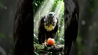Rare Harpy Eagle Eating Fruit in the Amazon  Stunning 8K