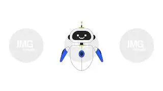 Friendly AI robot with pixelated smile floating 2D character animation