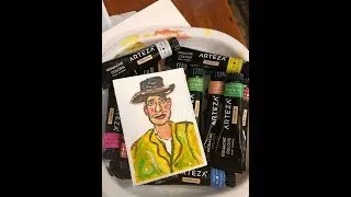 My Vincent Van Gogh Portrait of Armand Roulin in Gouache on as ATC card