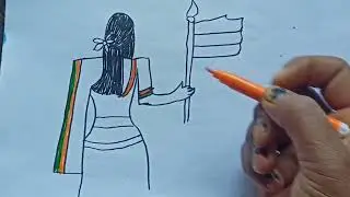 Republic Day easy girl drawing tiranga colourGirl Drawing of kids How to draw a girl with beautiful 