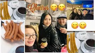Churros at chocolate sa malamig na panahon 