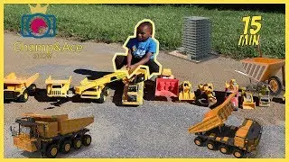 Construction Trucks For Kids: Champ And Ace Use Dump Truck And Front Loader To Build a Road!!!