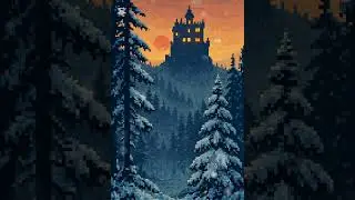 Sunset Over a Snowy Forest | Relaxing  Pixel Art Scenery