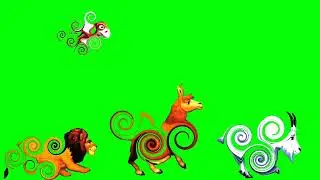 Animated Animals Running With Sound | Green Screen Animation Cartoon Video
