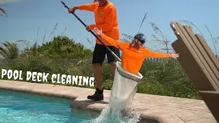 Only Use a Net For Cleaning Pool Deck! Beginner to Expert Service Tip