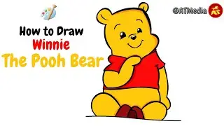 How to Draw Winnie the Pooh Bear in MS Paint | Easy Cartoon Character drawing Tutorial in Computer