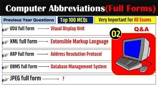 KVS NVS ICT PYQs | Computer Abbreviations for competitive exams | Computer Full Forms | Top 100 MCQs