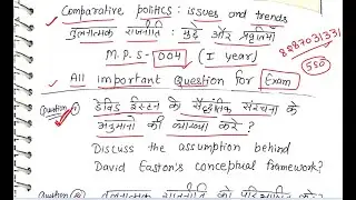 MPS004 All important questions comparative politics issues trend तुलनात्मक राजनीति मुद्दे प्रवृत्ति