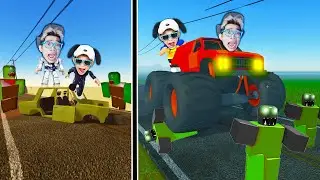 DITANTANG ZOMBIE BAWA MOBIL PENGHANCUR, AUTO KASI PAHAM MONSTER CAR PEMBASMI ZOMBI DI ROBLOX!!!