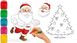 Santa Claus & Christmas Tree Coloring 🎅🎄 | Easy Coloring for Kids | Christmas Drawing #christmas 