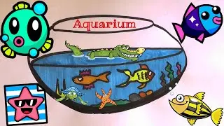 Draw easy aquarium | kids drawing lesson | Draw and color | Пародия на аквариум | рисунок аквариум