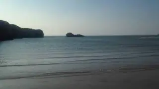 Perranporth beach at high tide