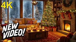 🔥 24/7 Cozy Fireplace Crackling | Snowy Cabin Views ❄️ | Winter Ambience 🎄