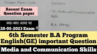 sol du B.A Programme English Recent Question paper 6th semester 2023