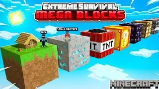 Mega Block Survival With Small BROTHER IN MINECRAFT HARDCORE😂 |#shorts #youtube #minecraft #ytshorts