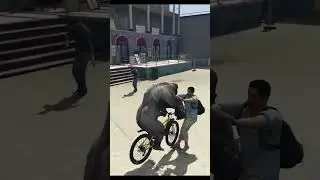 Gorilla  Riding Bicycle and Attacks People 🏍 || Wait For End || GTA V || #shorts