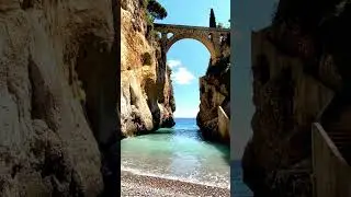 Hidden Beach Under a Roman Bridge 🤯 (Amalfi Fjord)