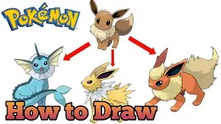 How to Draw Eevee , Veporeaon , Jolteon and Flareon || Pokemon drawing #eevee  #veporeaon #jolteon