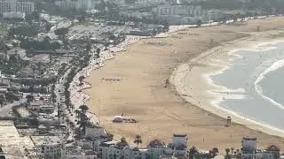 Agadir beach viewpoint Morocco coastline landscape view sandy shore Atlantic ocean