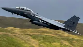 INCREDIBLE! 30 F15E STRIKE EAGLE PASSES IN THE MACH LOOP! LOW LEVEL SURGE!!!
