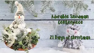 Adorable Snowman Centerpiece Using Evergreen Wreath |21 Days of Christmas