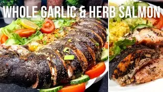 Whole Baked Garlic & Herb Salmon | Whole Salmon Recipe ❄️Festive Special ❄️Maha's Kitchen |(eng sub)