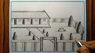 Easy pencil drawing| Village School drawing easy| My school drawing