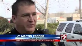 Man scooped up by California garbage truck survives ride
