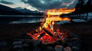 Peaceful Evening by the Riverside Bonfire 🌅🔥 | Relaxing Ambience & Nature Sounds