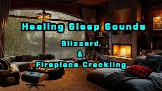 🔴❄️Snowy Cabin Ambience 3 | Real Blizzard & Fireplace Crackling | Cozy Bedroom Ambience