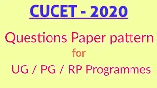 CUCET 2020 - Questions Paper pattern for UG/PG/RP Programmes | CHEM BY M |