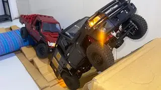 Rc Cars Climbing Obstacle Cardboard Test || Toyoto Land Cruiser Off Road MN82 MN82s 
