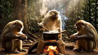 3 Real Indian Monkeys Cooking Meat in the Jungle Like Humans 🐒🔥 | Full Jungle Story
