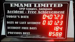 Accident Free day Calculator Display II Safety Display Performance Score Board II Remote Controlled