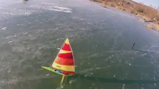 Ice sailing on Lake Balaton