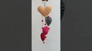 Crochet handmade beautiful hearts hanging for decoration
