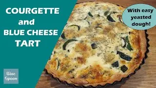 Roasted courgette and blue cheese tart with a soft, yeasted dough crust | Vegetarian | 90p a slice