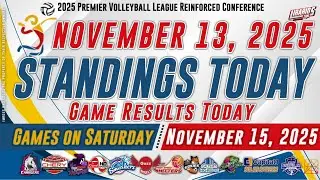 PVL Standings Today as of November 13, 2025 | Game Results Today | Games on Saturday | Nov. 15