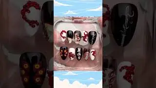 Demon Slayer vibes turned into nail art  #animenails  #demonslayer #anime