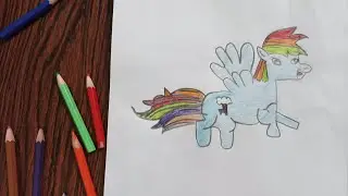 How to draw a rainbow dash flying || Easy drawing for kids|| Simple and easy method of drawing