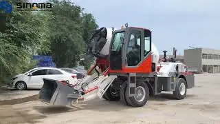 concrete mixer truck with self loading arm