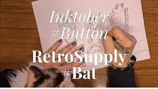 Real-Time Inking ASMR Inktober &lsquo;Button&rsquo; + RetroSupply &lsquo;Bat&rsquo; 🦇🔥