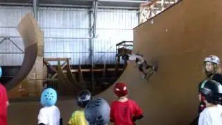 Daniel attempts the 12 Ft Vert Ramp at Hickam AFB Hangar #1