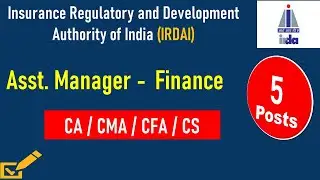 IRDA Recruitment 2023 | Assistant Manager Finance | CA CMA Recruitment| CS CFA